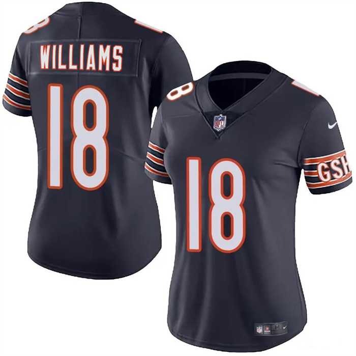 Women%27s Chicago Bears #18 Caleb Williams Navy 2024 Draft Vapor Stitched Jersey Dzhi